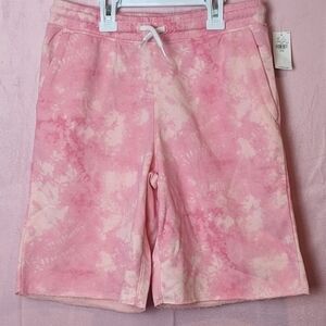 Old Navy Pink Tie Dye Raw Hem Drawstring Waist Shorts size Medium 8